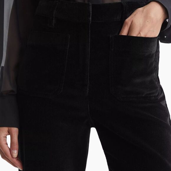 Reiss Isa Black Velvet Pants Sz 30 High Waist Wide Leg Holiday Capsule Event - Picture 4 of 16